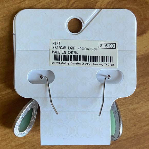 New mint green Charming Charlie teardrop earrings - Picture 3 of 5